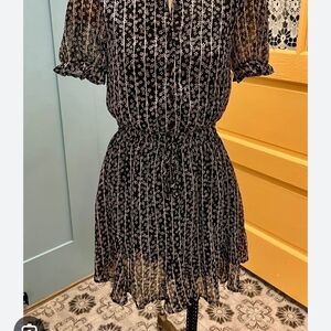 Trixxi Black Mini Dress with White Floral Stripe